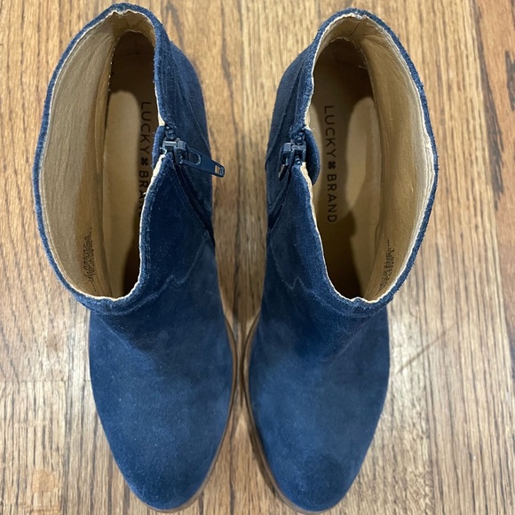 Lucky Brand Pellyon Navy Suede Ankle Boots - Picture 2 of 5